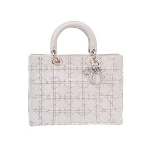 CHRISTIAN DIOR Lady Studded White Calfskin Bag